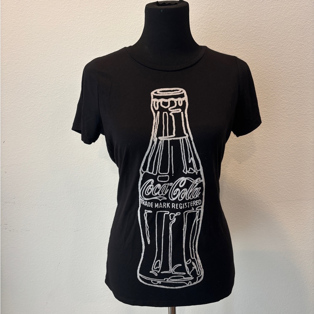 Coca Cola Black Tee with White Bottle Sketch